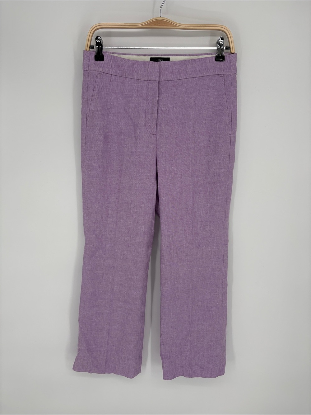 🌋 J. Crew Hayden Lavender linen blend Straight-Leg Trousers